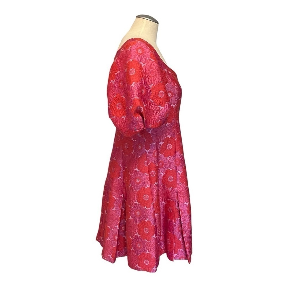 Trina Turk Devi Floral Puff-Sleeve Minidress in Red/Pink - Picture 9 of 15